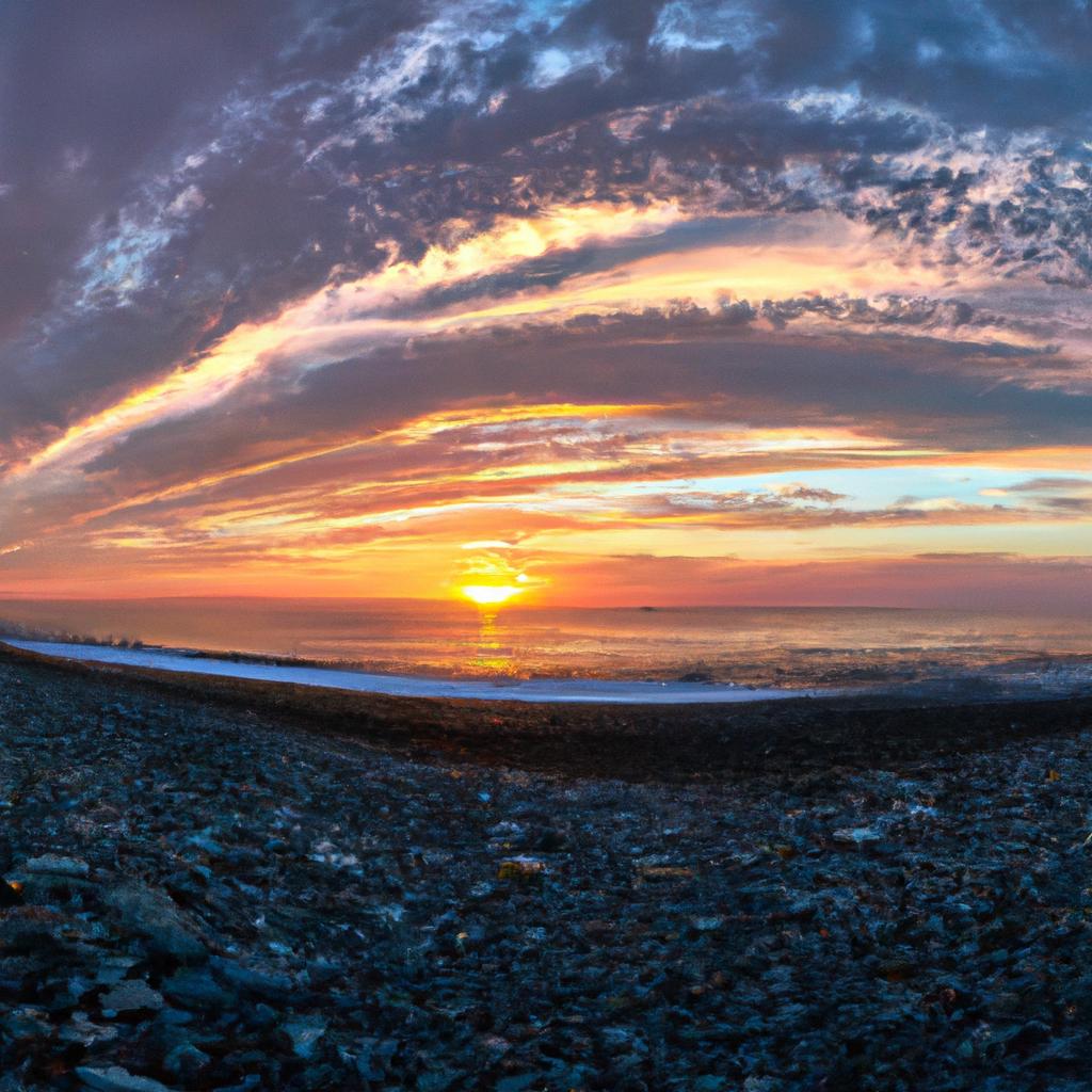 The breathtaking view of the sunset on Russia Kaleidoscope Beach