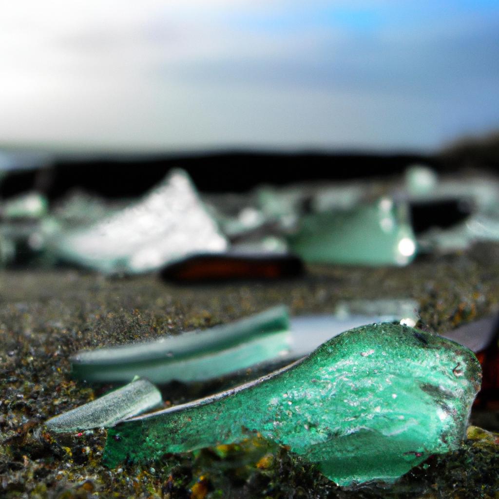 The glass pieces on the beach have formed into various shapes and sizes, creating a unique and stunning sight.
