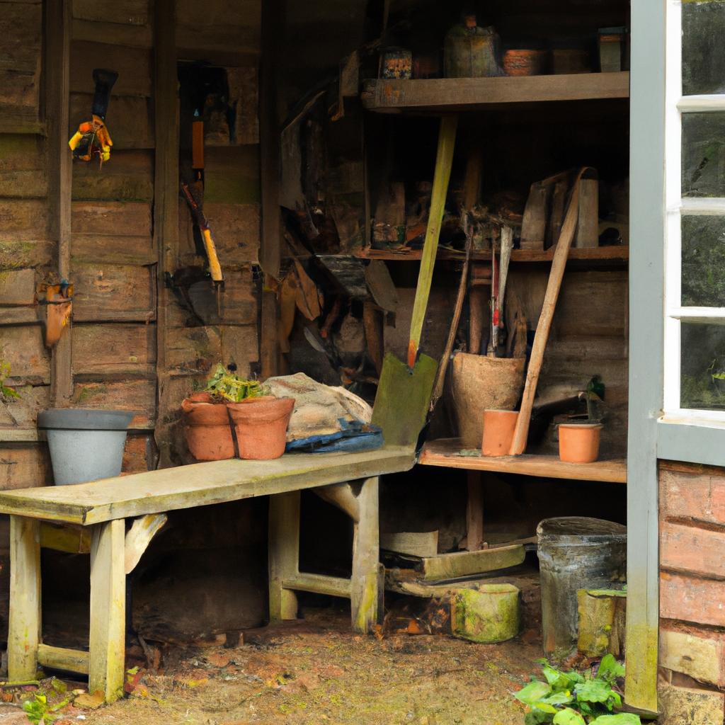A charming potting shed with a rustic feel