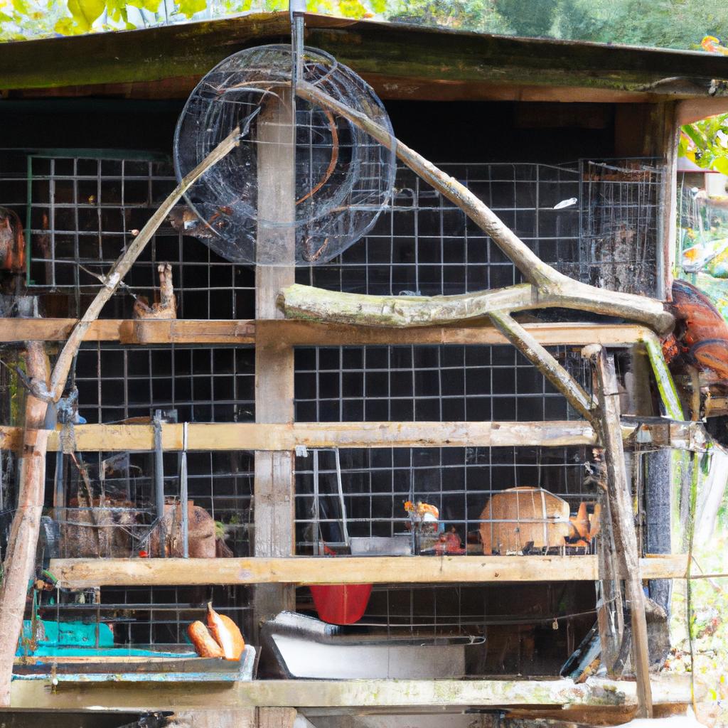A charming and unique chicken coop made of recycled materials