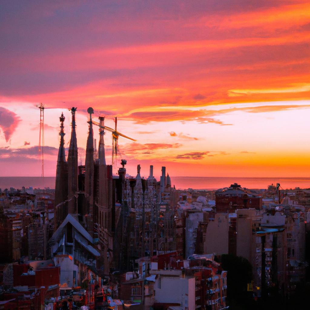 Sagrada Familia's intricate details and towering spires make it a breathtaking sight, especially during sunset.