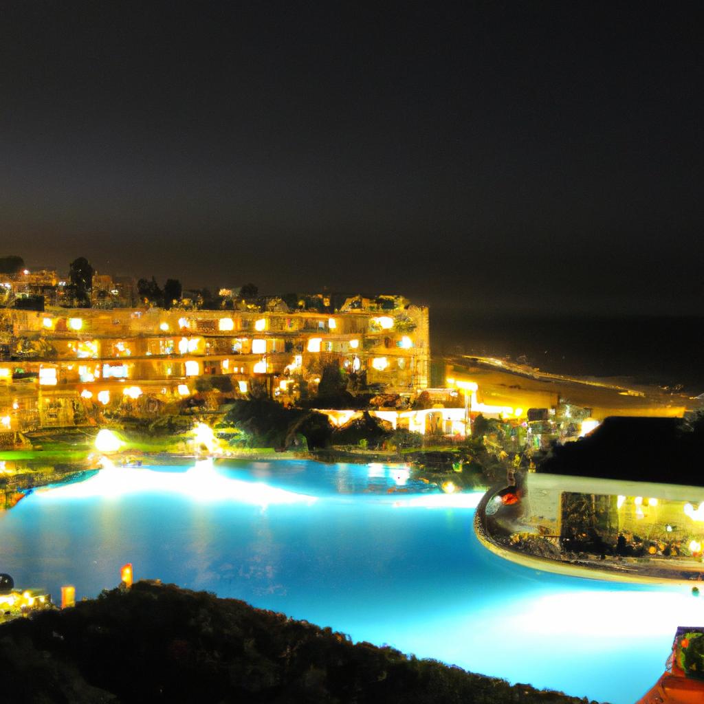 San Alfonso del Mar pool - a breathtaking sight at night.