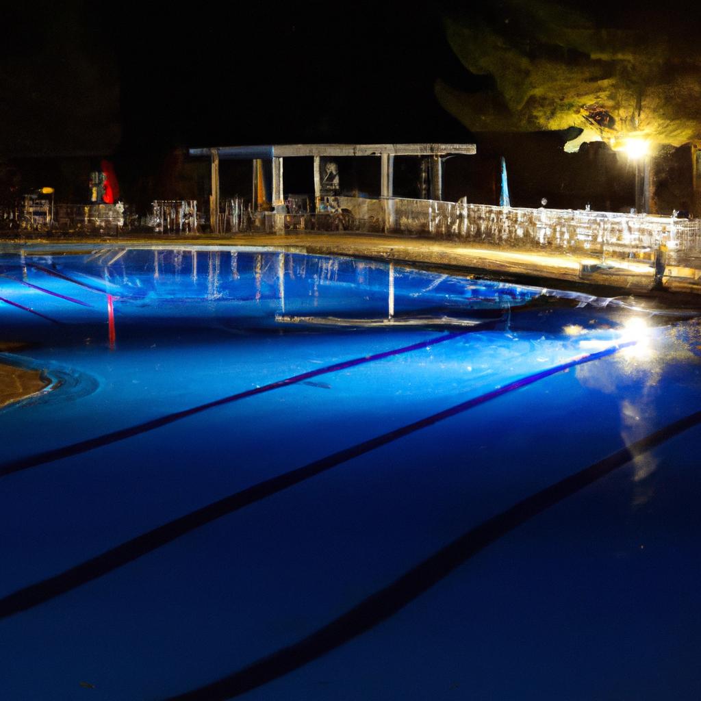 San Alfonso del Mar swimming pool comes alive at night with its illuminated lights