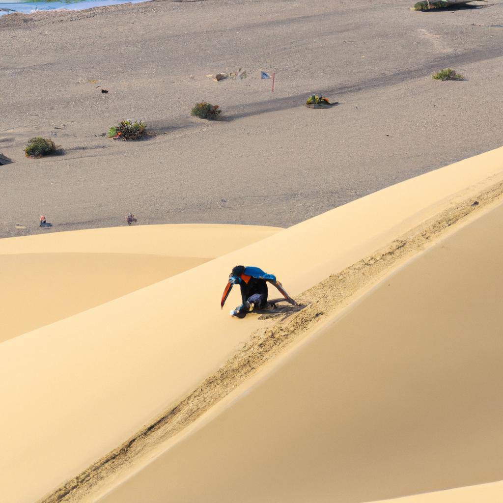 Sand boarding is a thrilling activity for visitors to Maspalomas Dunes