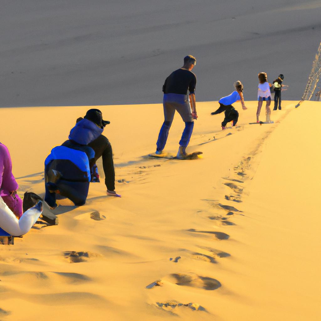 Sandboarding is a popular activity in Sand Town for adventure seekers