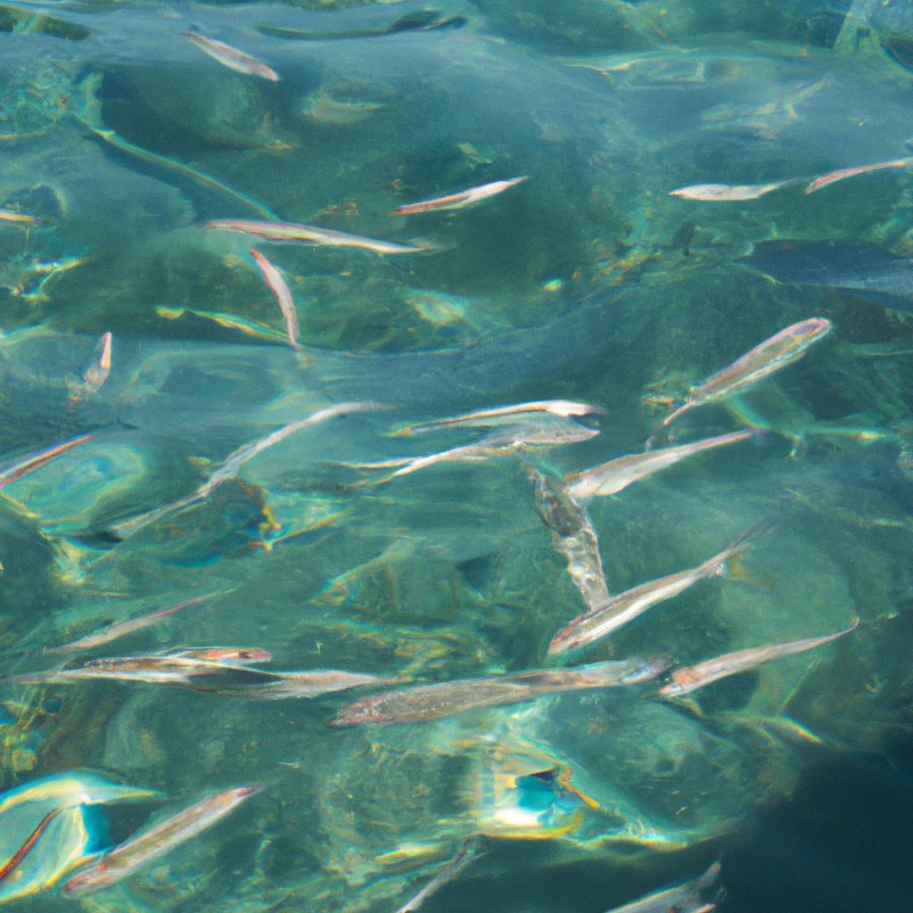 The crystal clear waters of the Kornati Islands are home to a variety of marine life, including this school of fish
