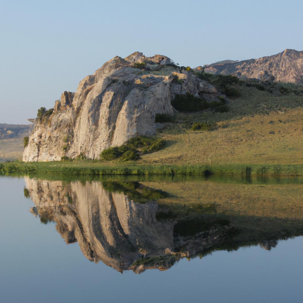 The natural beauty of Wyoming's rock formations is enhanced by the peaceful surroundings.