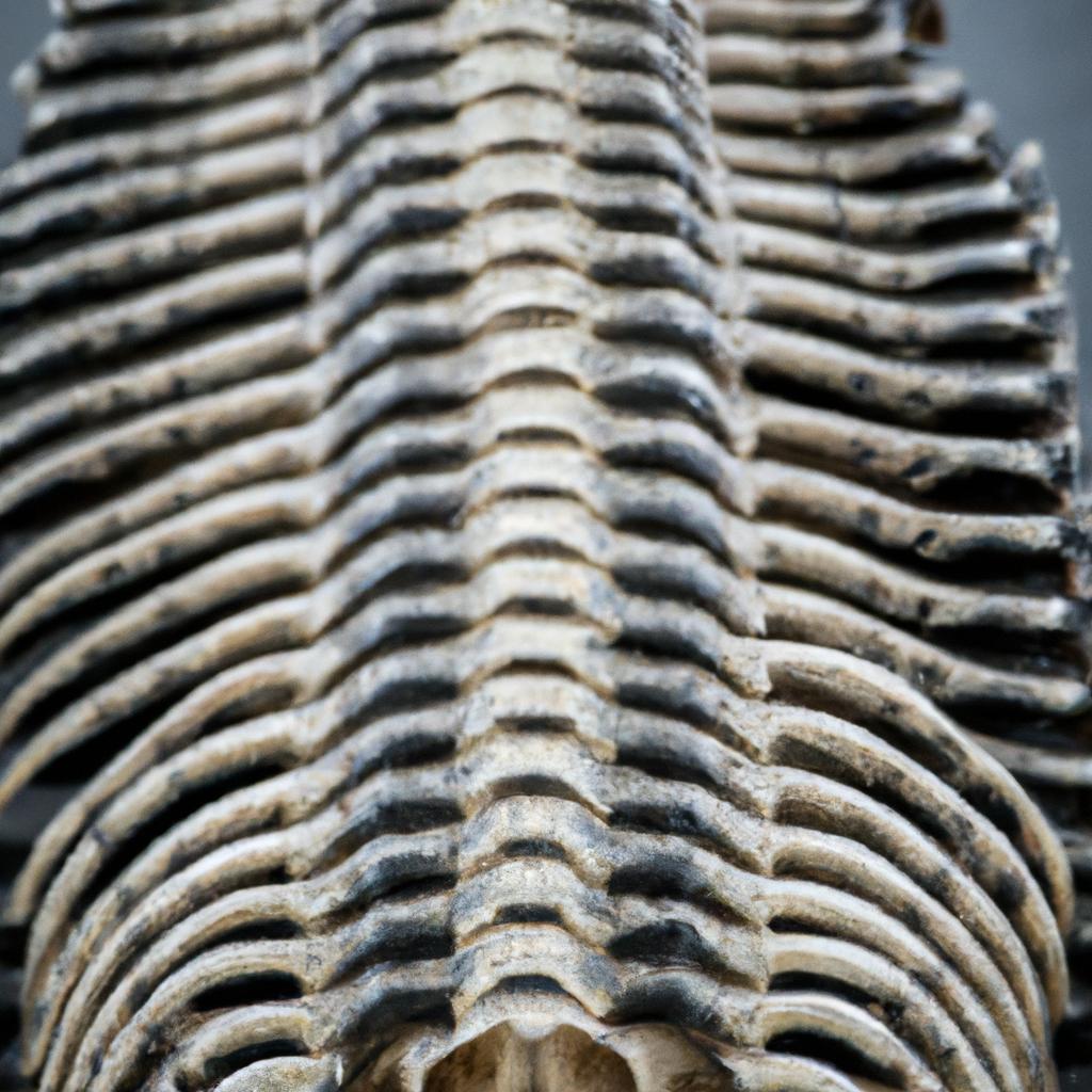 A detailed photo of a serpent skeleton's unique jaw and spine structure
