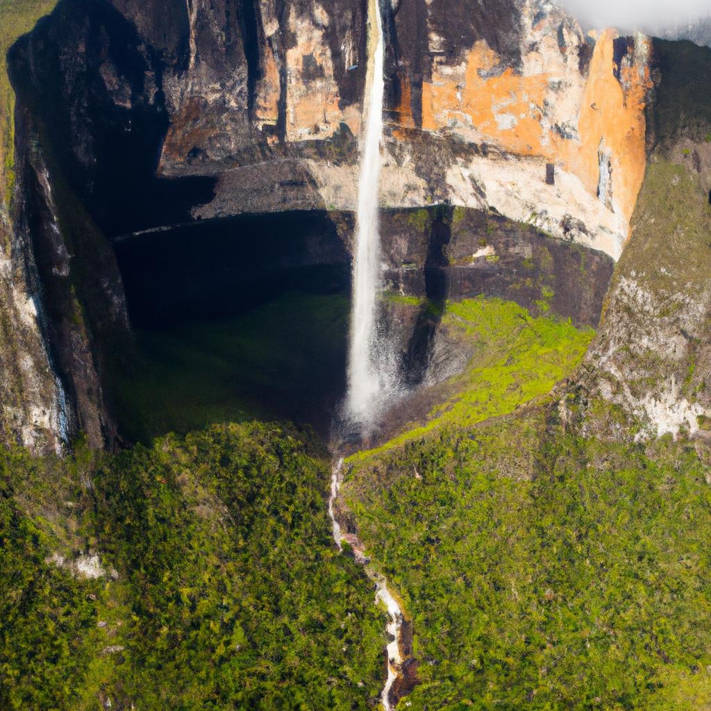 The height of Salto Angel is captured in this stunning aerial shot taken from a helicopter.