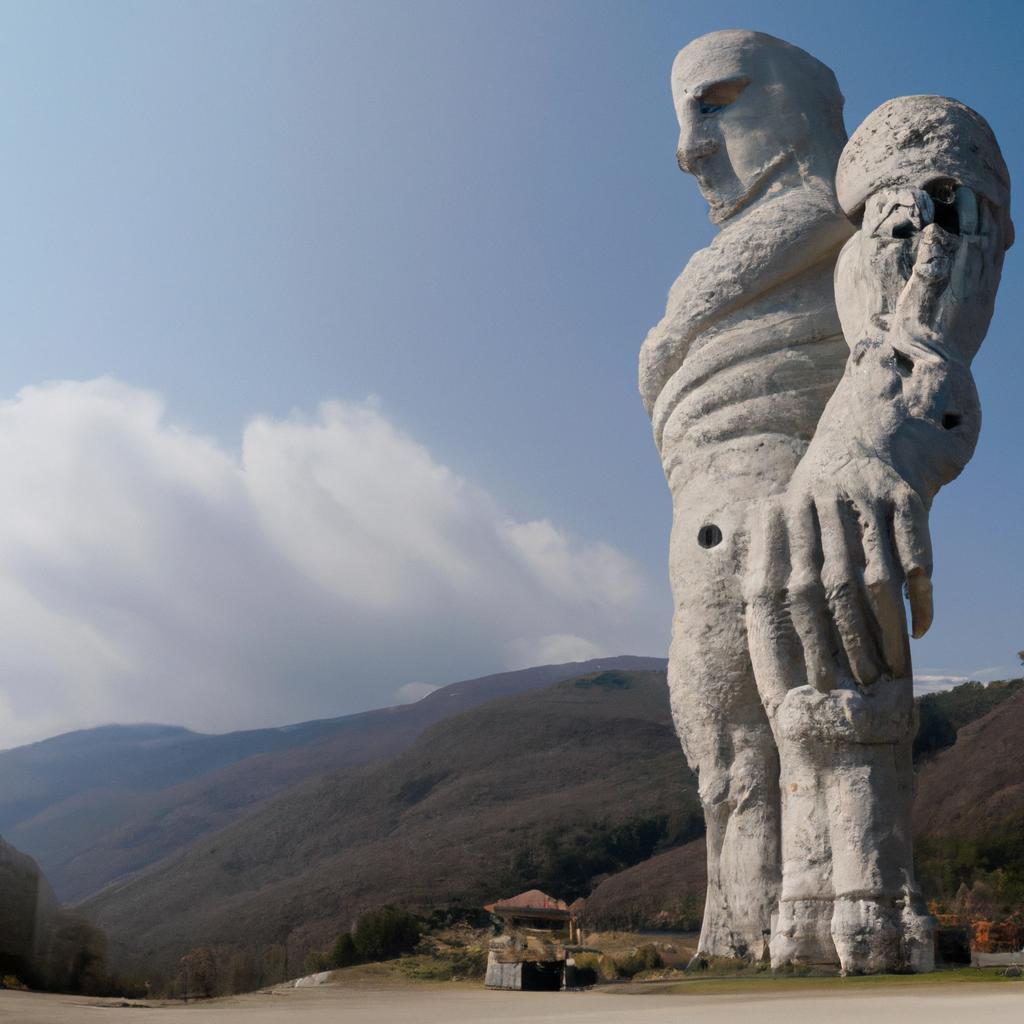 The massive size of the Appennine Colossus statue