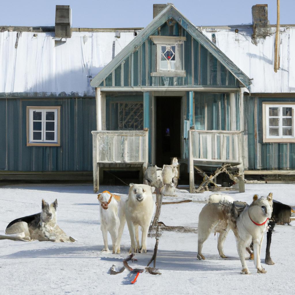 Sled dogs are a common sight in Svalbard, and this traditional house is the perfect backdrop for a photo.