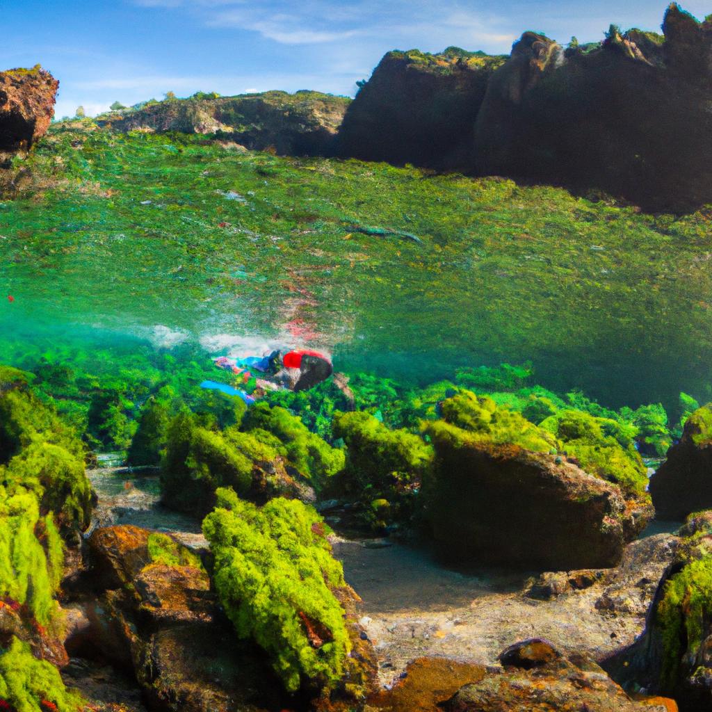 The diverse and colorful marine life surrounding the Green Sand Beach in Galapagos, perfect for snorkeling enthusiasts