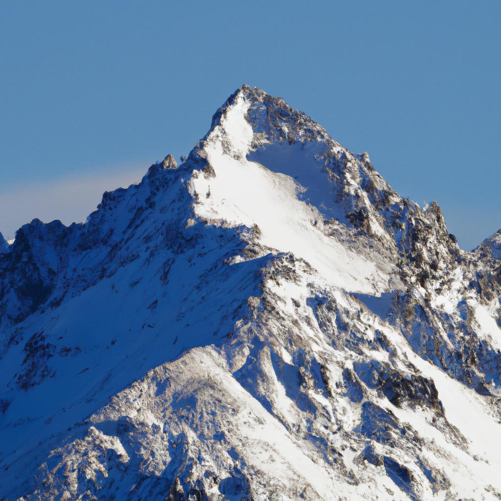 The stunning beauty of the snow-capped mountain peak that looks like a giant's crown