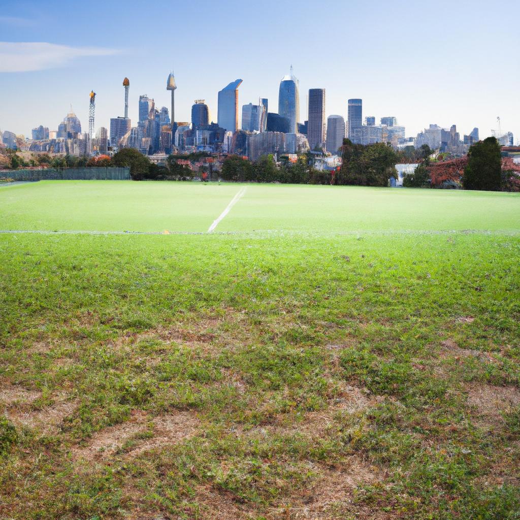 A soccer pitch that offers a breathtaking view of the city skyline