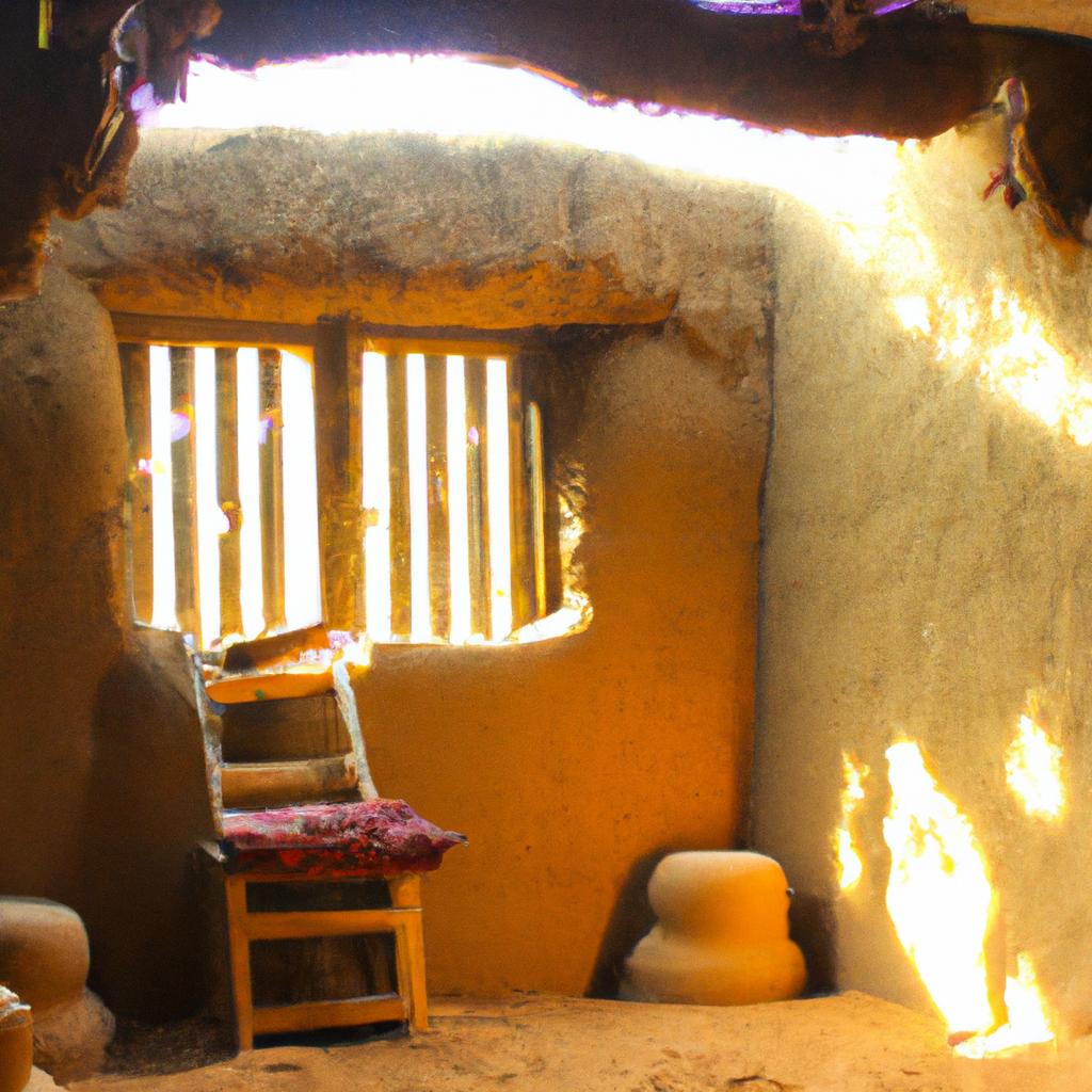 The spacious interior and natural lighting in this mud house make it a comfortable and inviting space.