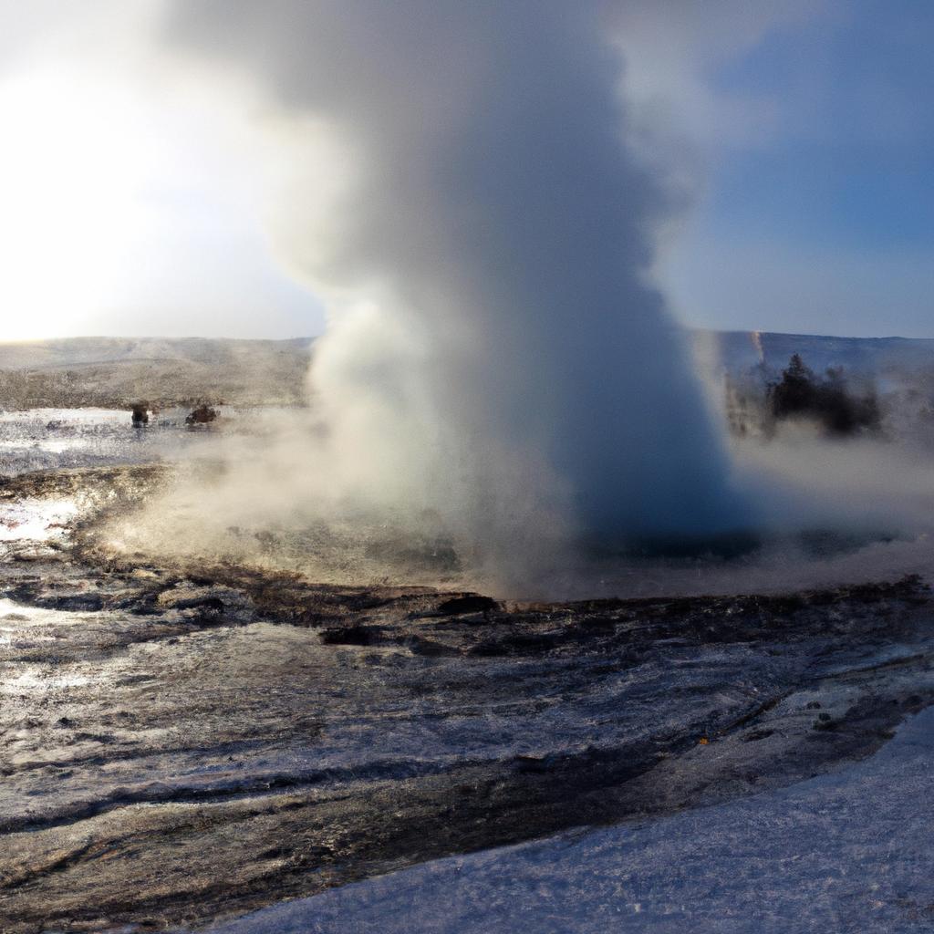 Even in the coldest winter days, the Strokkur Geyser never ceases to emit steam, providing warmth and a cozy ambiance in Iceland's freezing weather.
