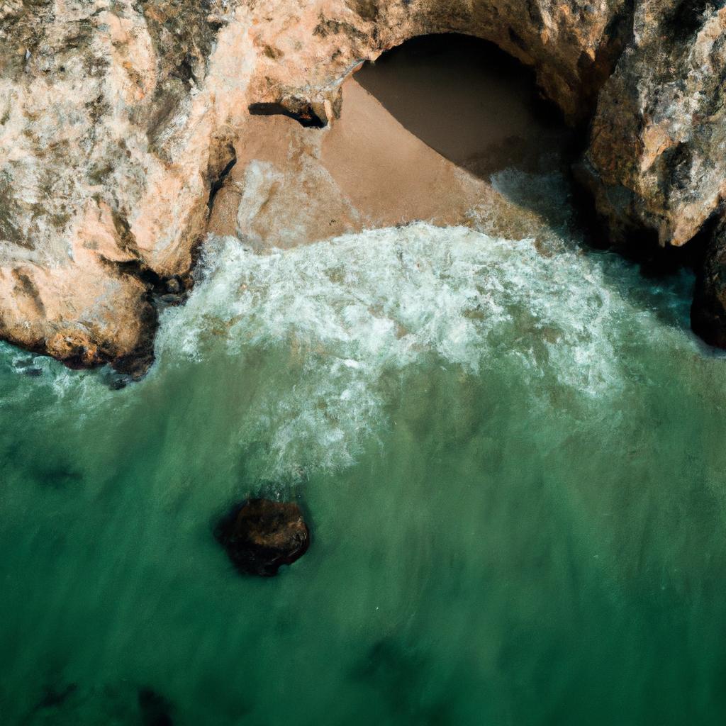 Get a bird's eye view of the stunning cave beaches in Portugal.