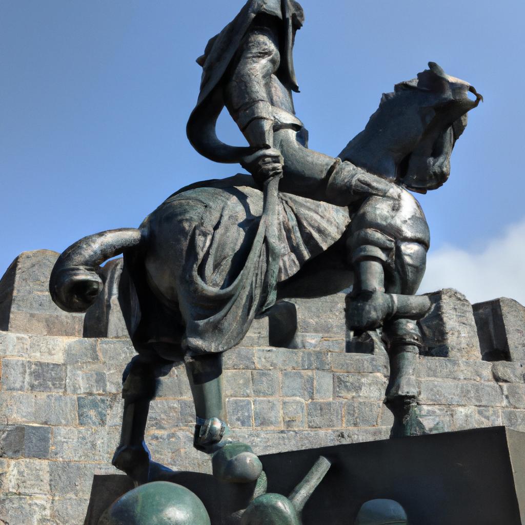 This stunning Georgian statue made of bronze is located in a prominent historical site, serving as a reminder of the country's rich cultural heritage.