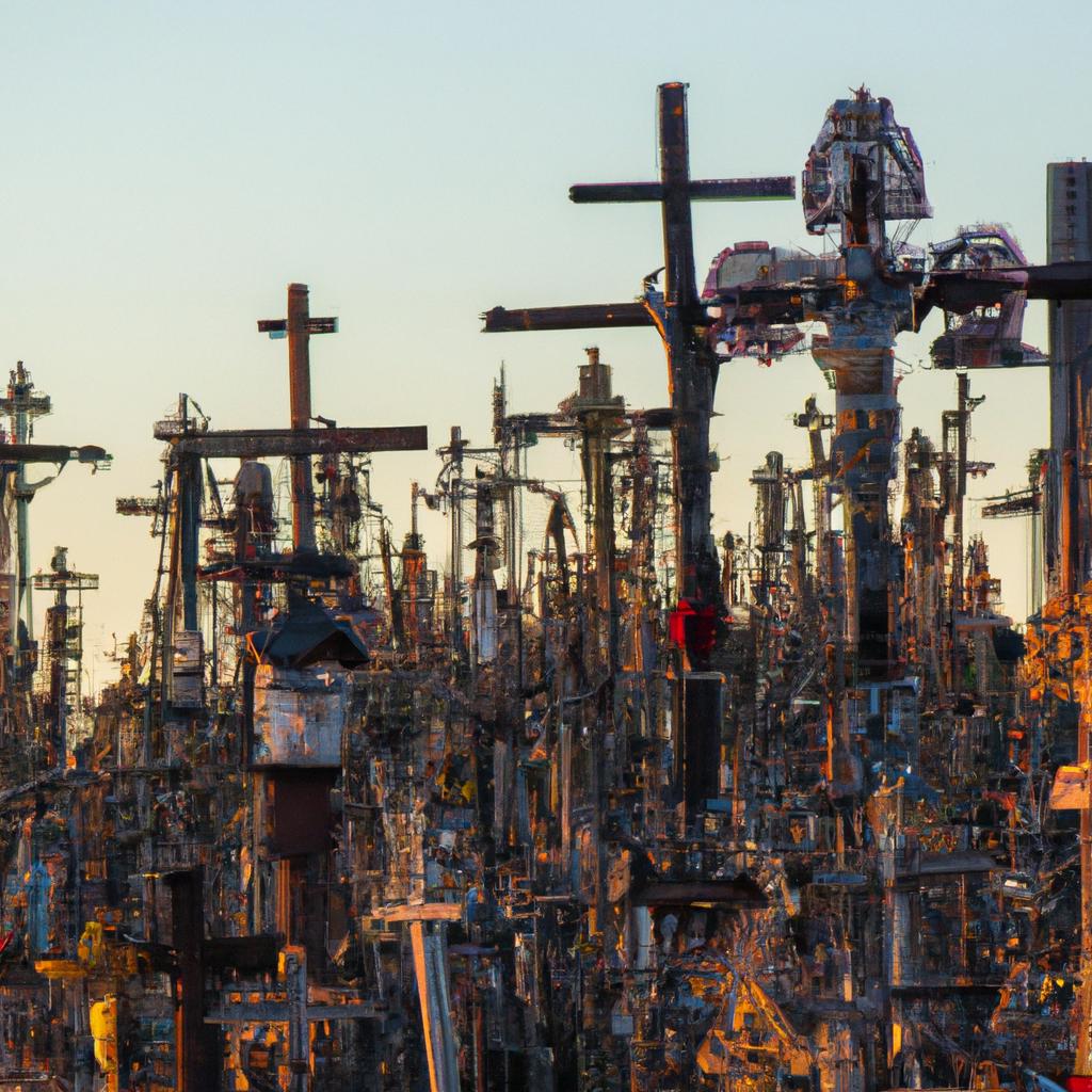 The Hill of Crosses radiates a peaceful aura during sunset