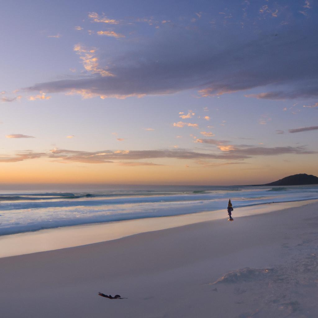The mesmerizing sunset at the white beach in Australia