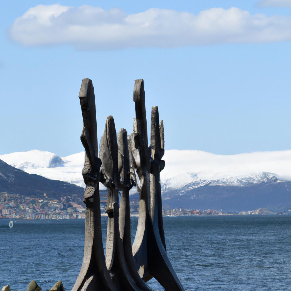 Sverd i Fjell monument with a scenic mountain backdrop