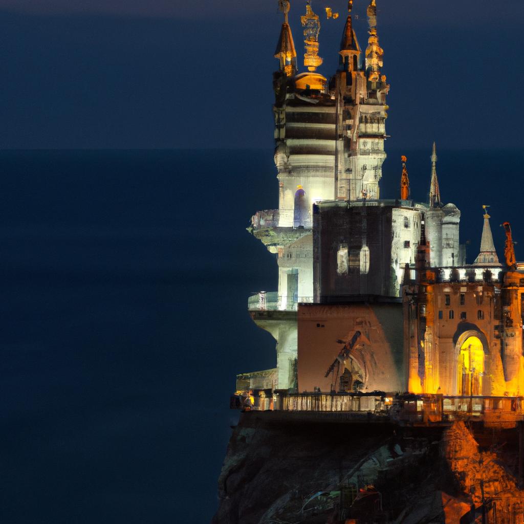 The Swallow's Nest Castle looks even more stunning at night when it's illuminated
