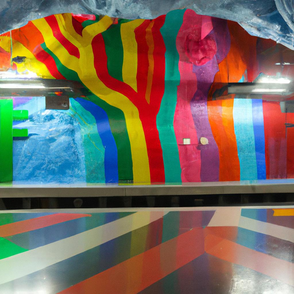 Discover the vibrant art scene of Sweden through its subway station walls.