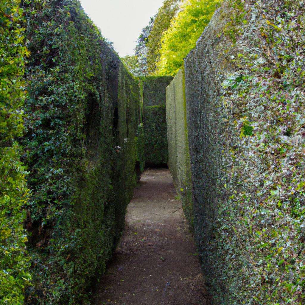 Visitors can get lost in the towering hedges and winding stone paths of this hedge maze.