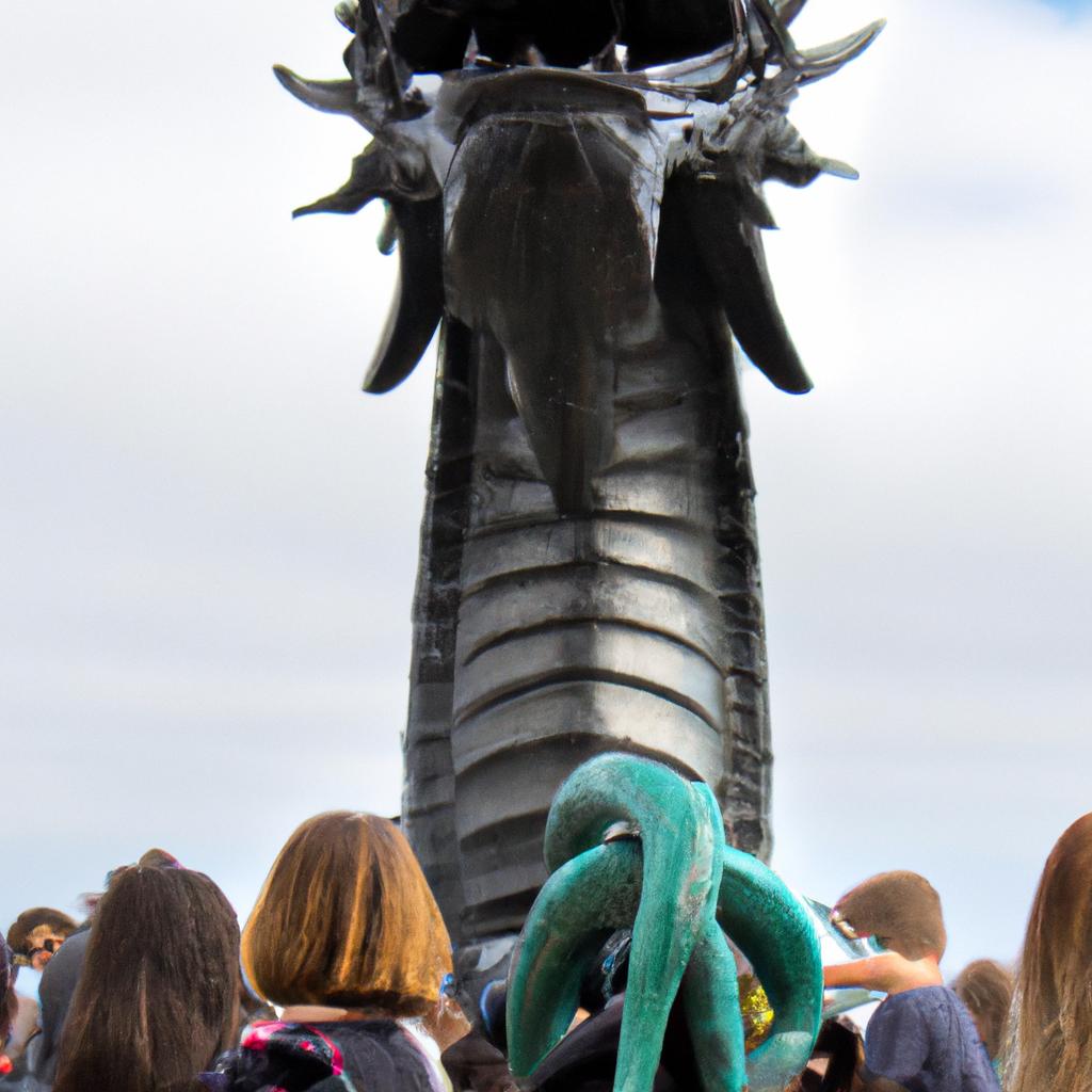 The sheer size of this sea serpent statue is enough to awe any viewer.