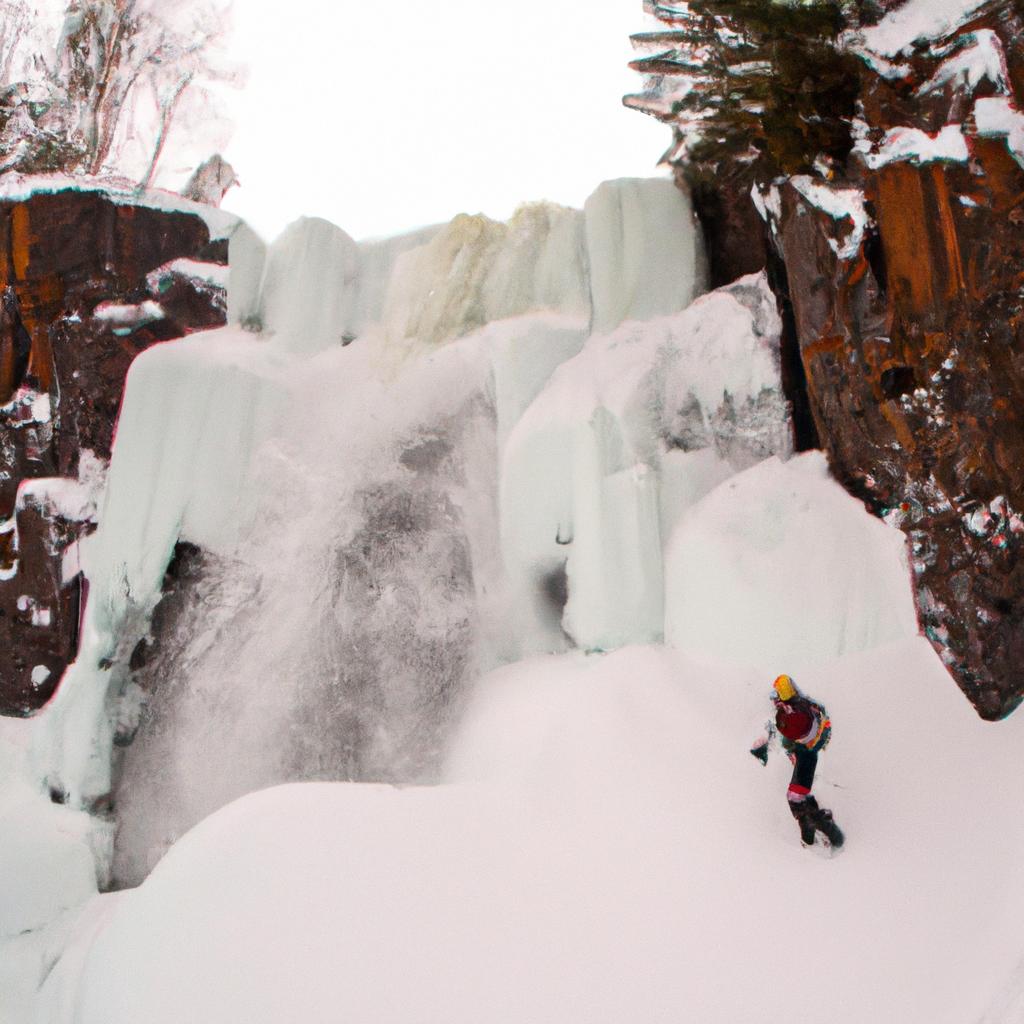 Get outdoors and enjoy the winter scenery at Temperance River State Park's frozen waterfall