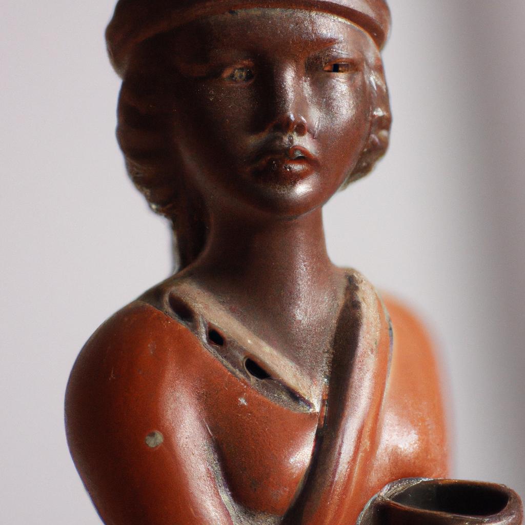 A beautiful terracota figurine of a woman that exudes elegance and grace