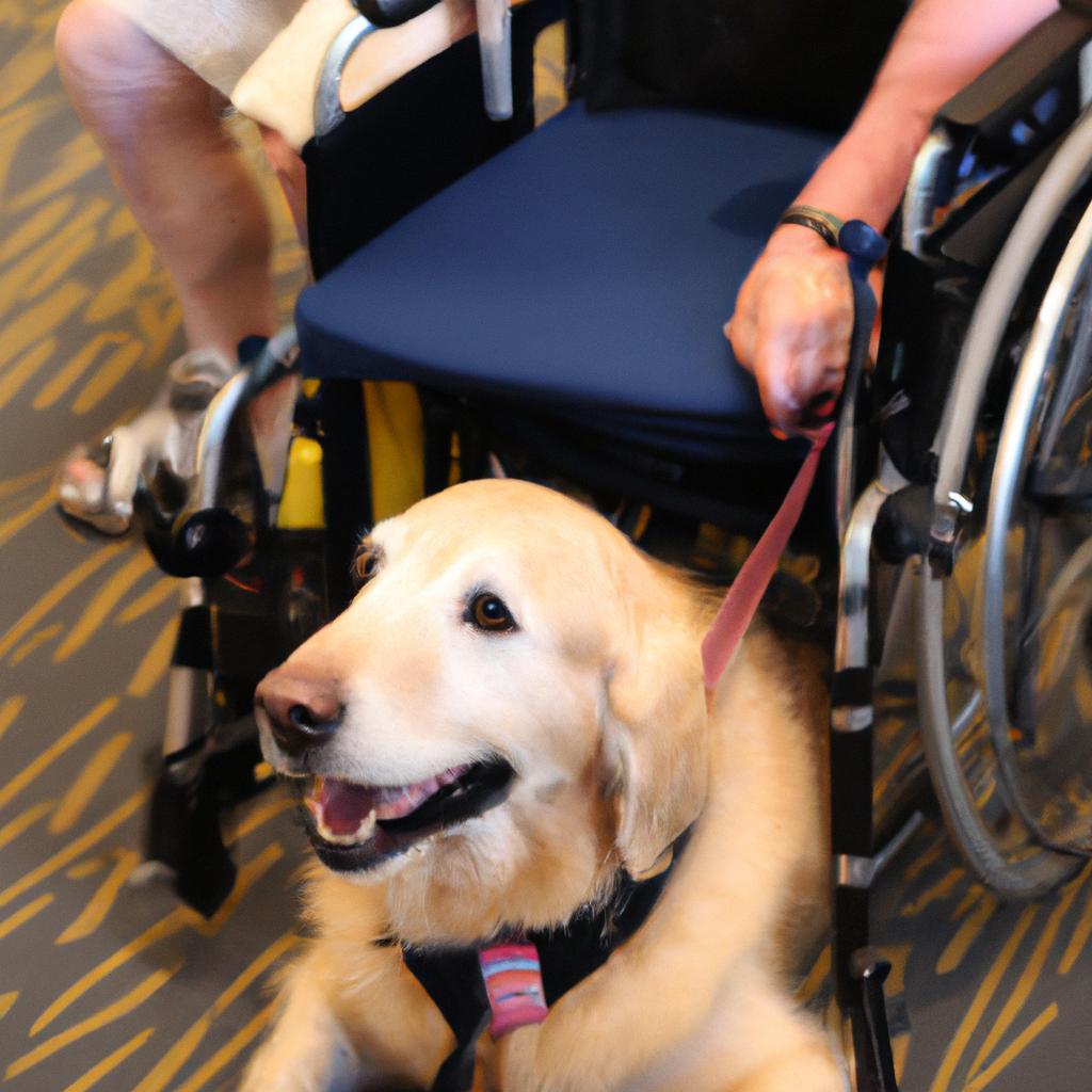 A therapy dog providing emotional support to a person with limited mobility