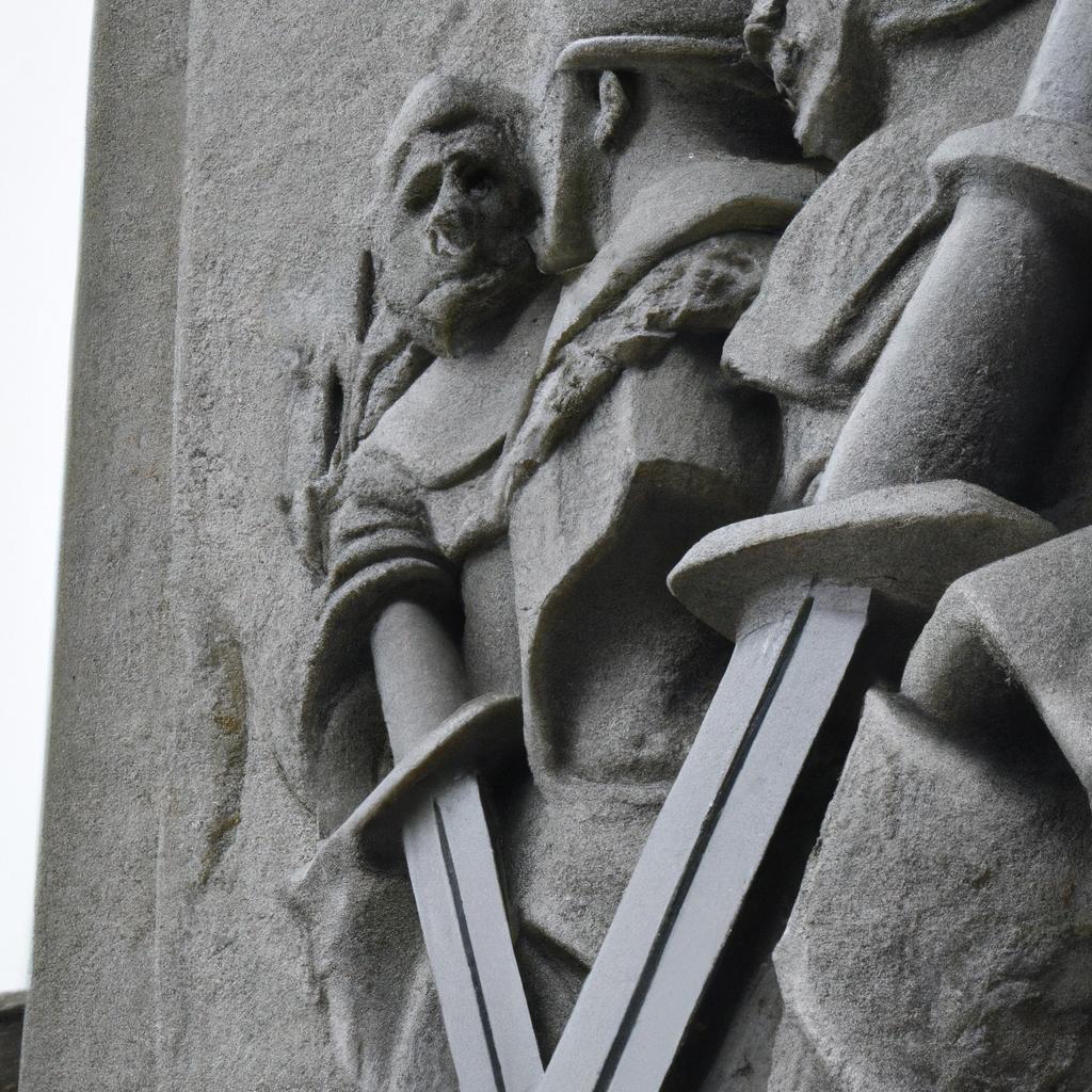 The intricate carvings on the Three Swords Monument showcase the skilled craftsmanship of the sculptors who created it.