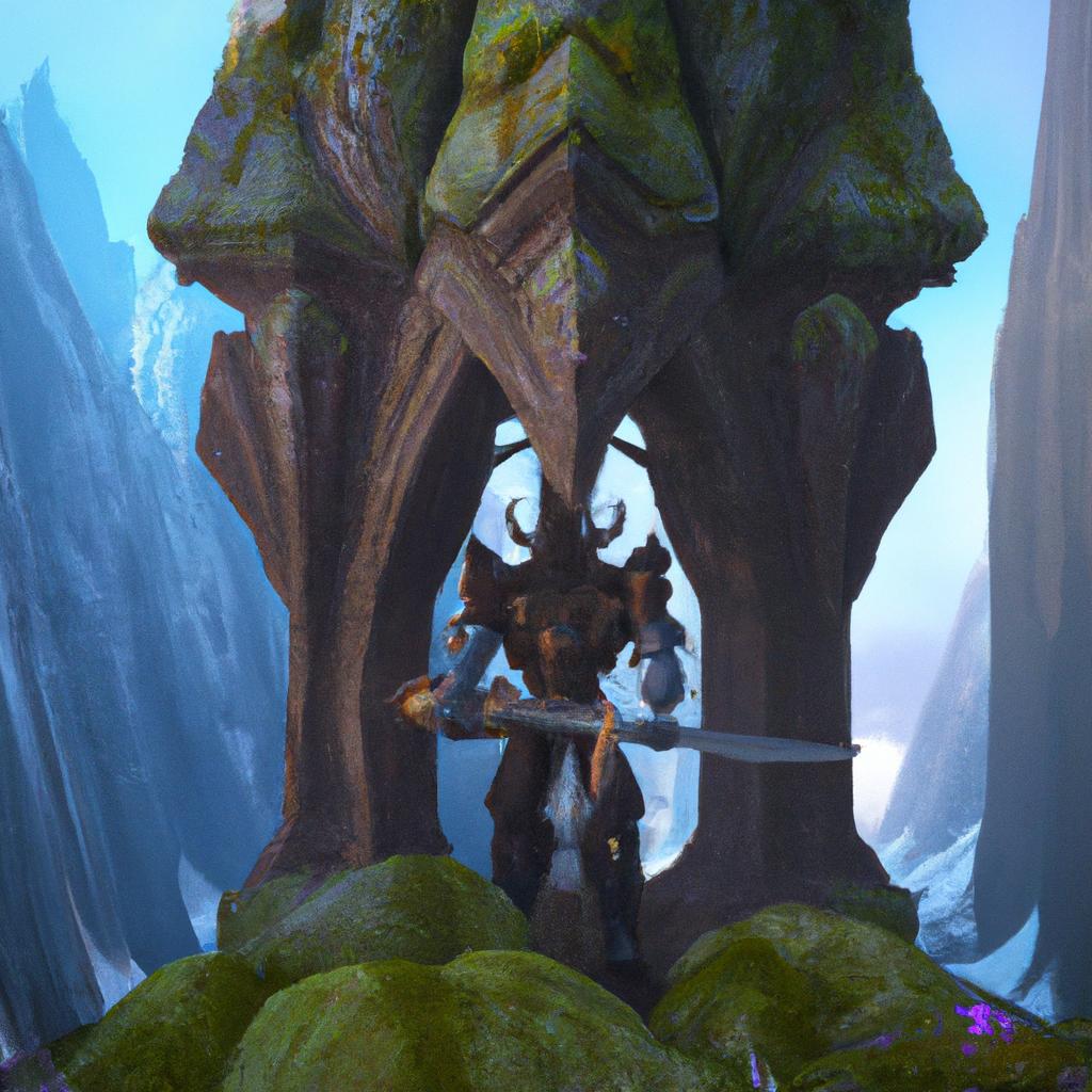 The towering three swords statue stands guard over a hidden mountain shrine.