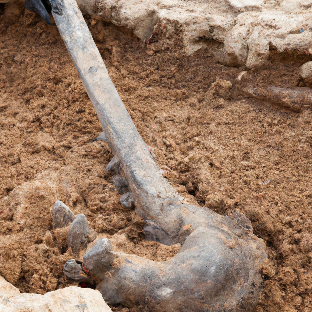 Paleontologists carefully excavate a Titanoboa skeleton from the earth