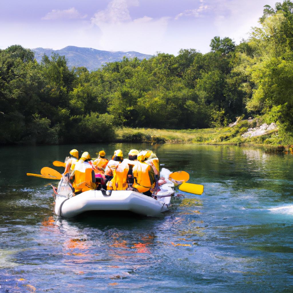 Tourists enjoying an adrenaline-packed rafting experience on River Cetina.