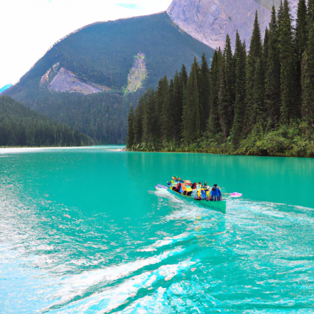 Boat rides are a popular activity among tourists visiting Emerald Lake Tragoess.