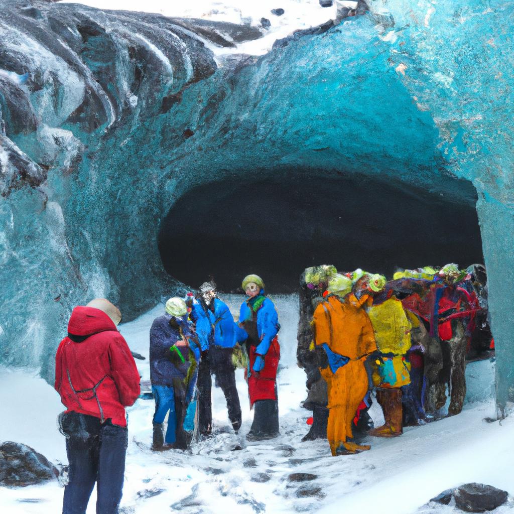 Tourists gear up for an adventure exploring the world's largest ice cave.