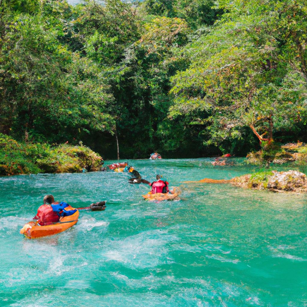 Kayaking down the 5 color river is a popular activity among tourists visiting Colombia.