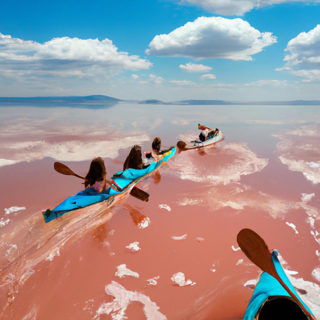 Kayaking on the Pink Lake, Australia