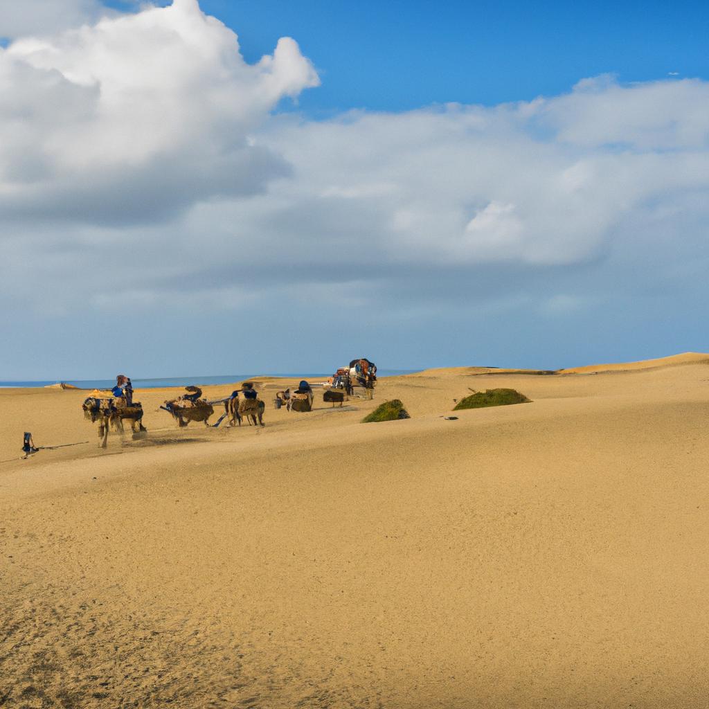 Camel riding is a popular activity for tourists visiting Maspalomas Dunes