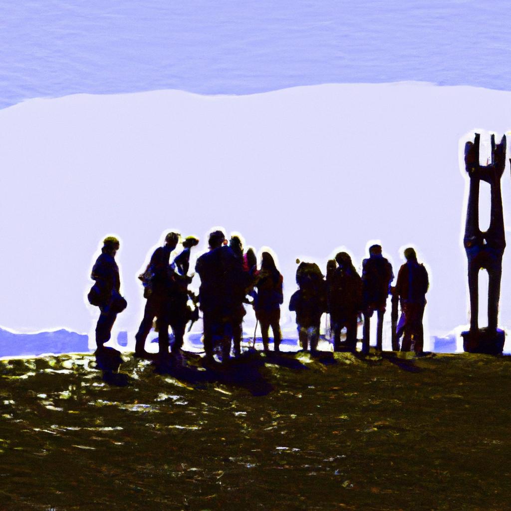 Tourists visiting Sverd i Fjell monument