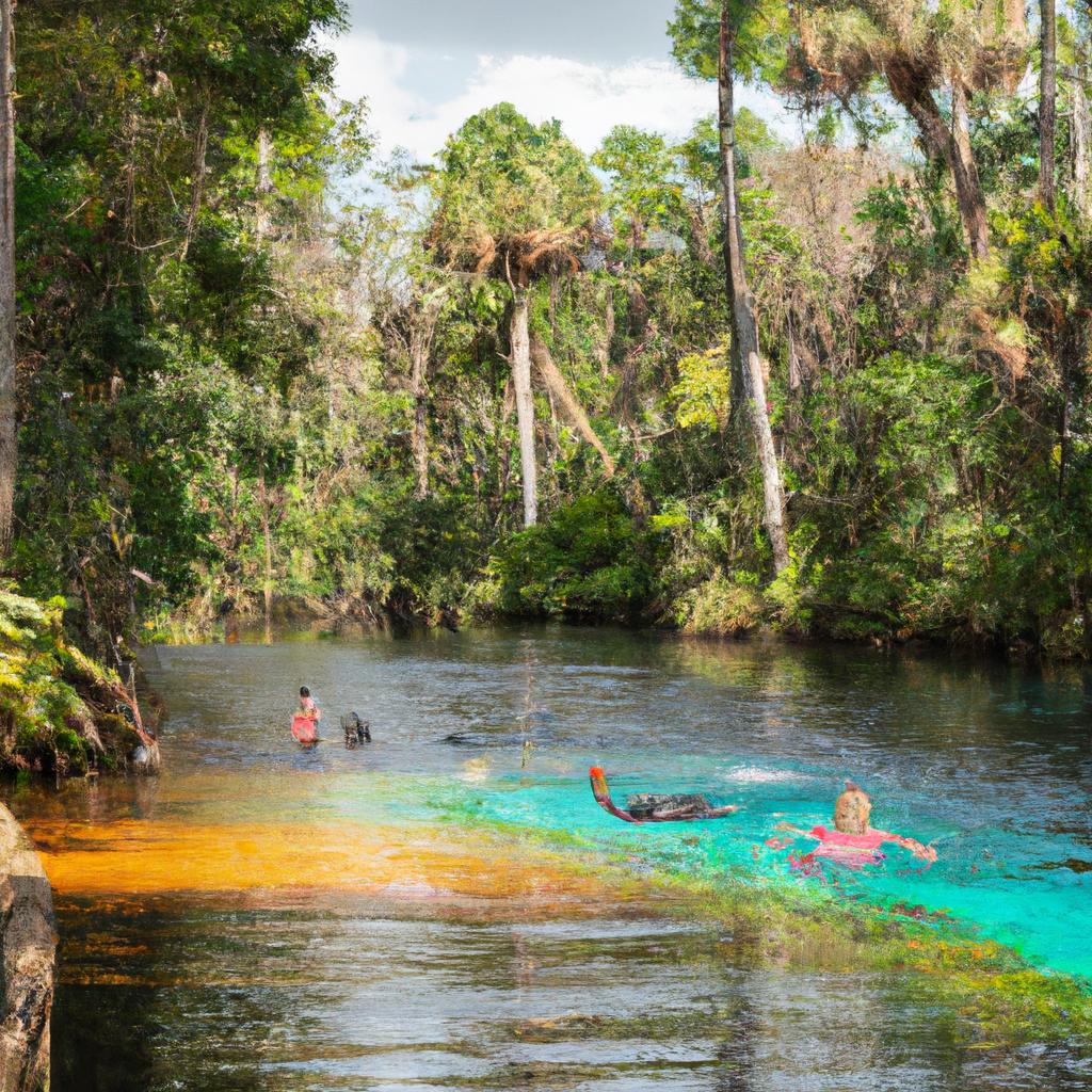 Tourists can cool off from the Colombian heat with a swim in the Rainbow River