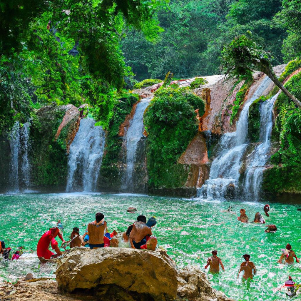 Swimming in the crystal clear waters of Santo Angel Waterfall is a popular activity for visitors.