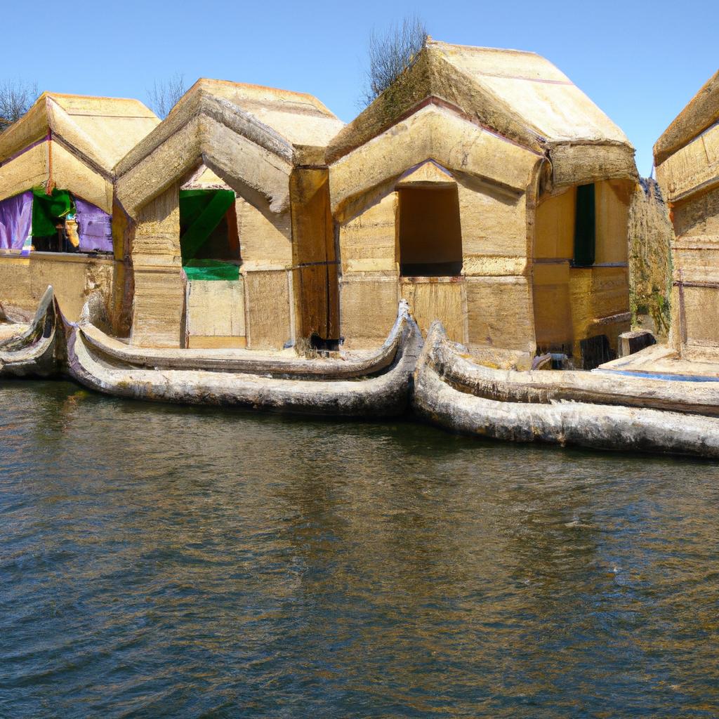 The unique architecture of a floating village in the Andean region of Peru