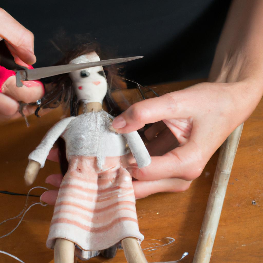 A skilled artisan creating a traditional handmade doll in the town of dolls, Japan