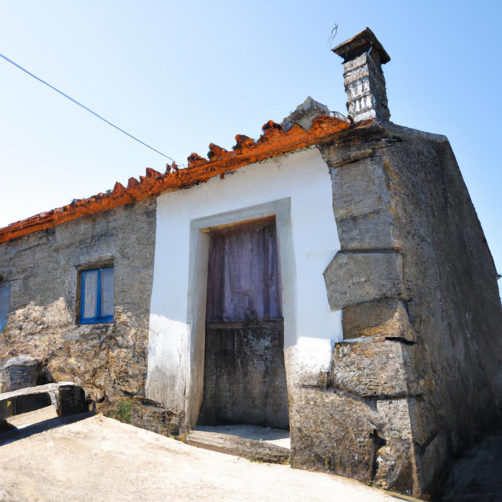 A beautiful stone house in a quaint Portuguese village, showcasing traditional architecture and design.