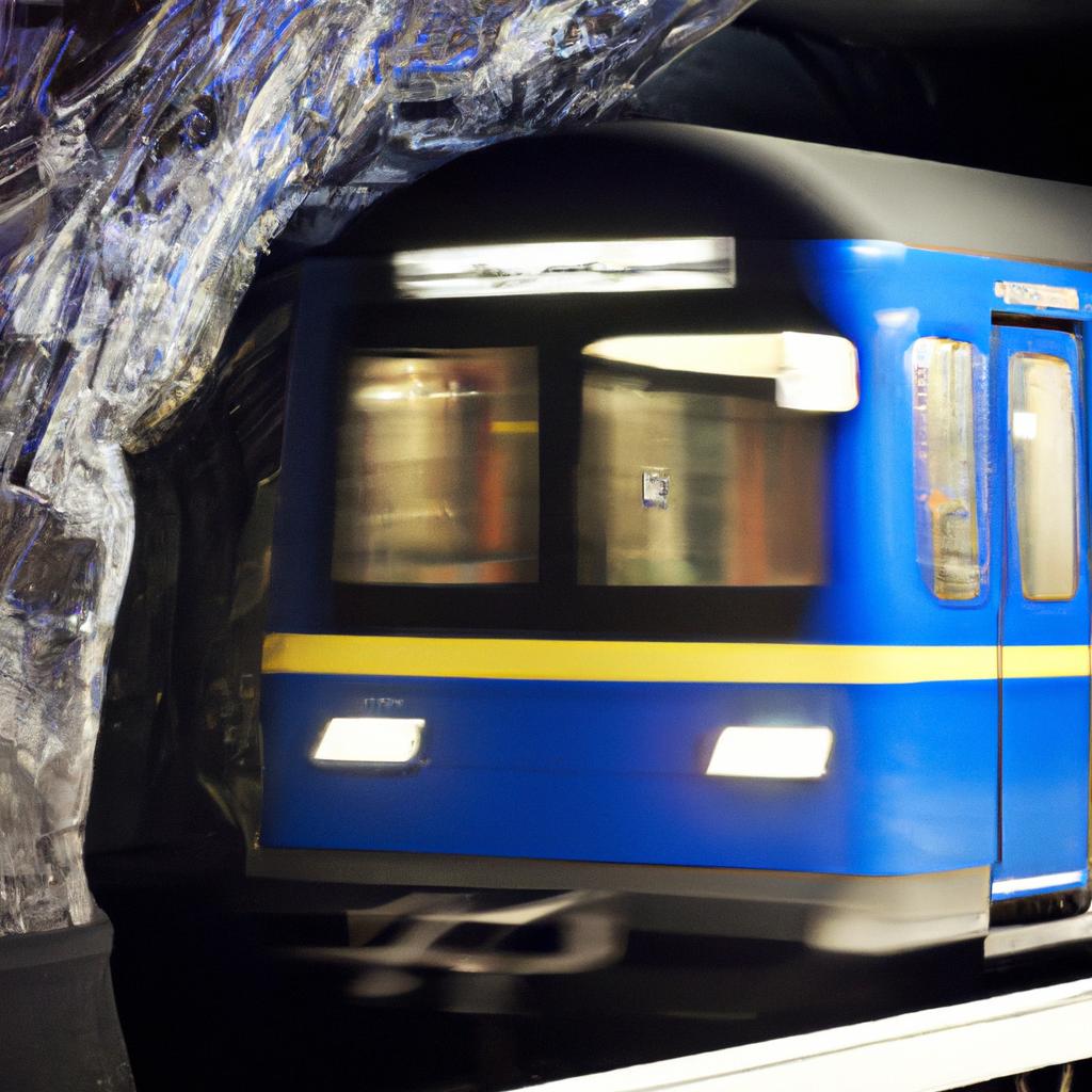 The Stockholm subway system consists of over 100 kilometers of track, with trains running regularly to transport passengers across the city.