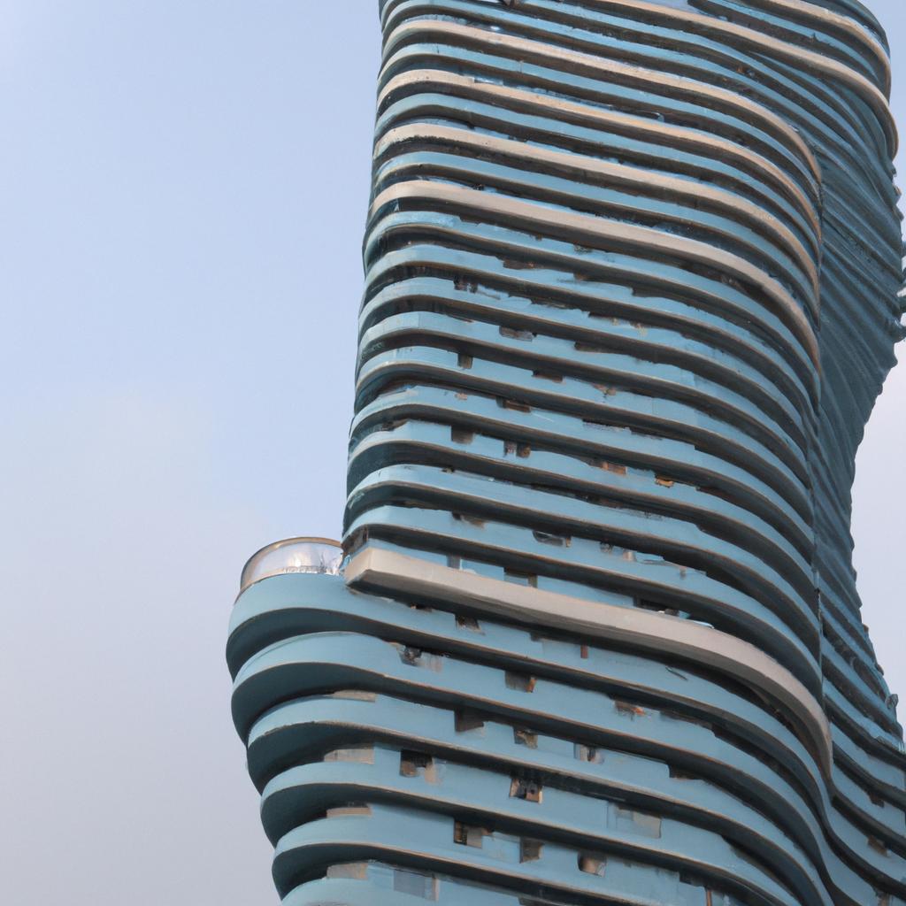 The unique twisted shape of this building makes it stand out in the skyline