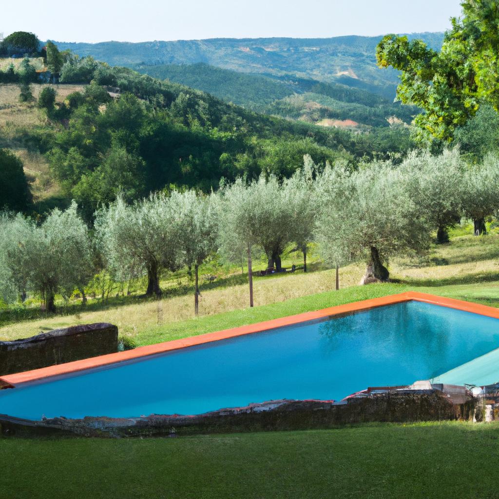 Savor the beauty of the Italian countryside while taking a dip in this idyllic swimming pool